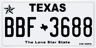 TX license plate BBF3688