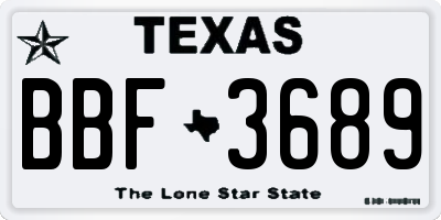 TX license plate BBF3689