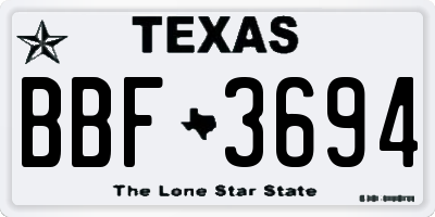 TX license plate BBF3694