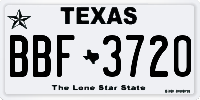 TX license plate BBF3720