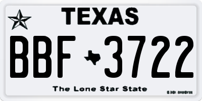 TX license plate BBF3722