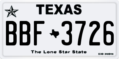 TX license plate BBF3726