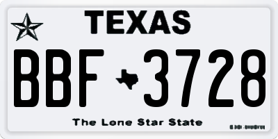TX license plate BBF3728