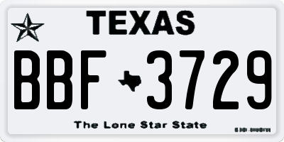 TX license plate BBF3729