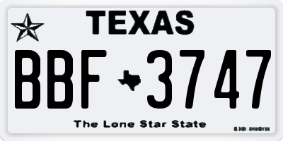 TX license plate BBF3747