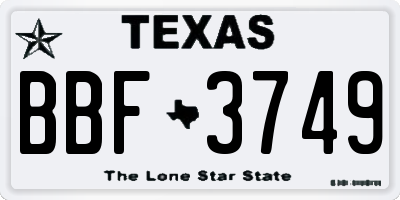 TX license plate BBF3749