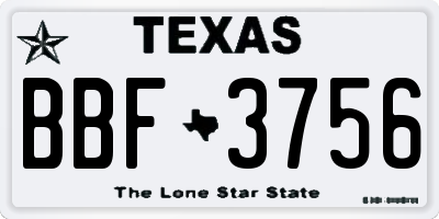TX license plate BBF3756