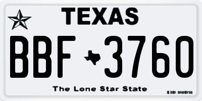 TX license plate BBF3760