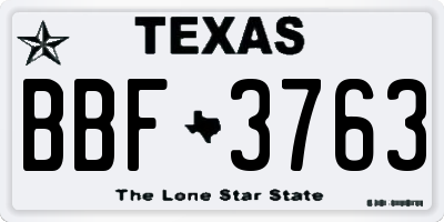 TX license plate BBF3763
