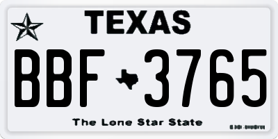 TX license plate BBF3765