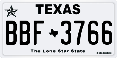 TX license plate BBF3766