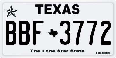 TX license plate BBF3772