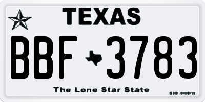 TX license plate BBF3783
