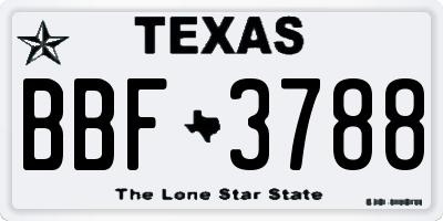 TX license plate BBF3788