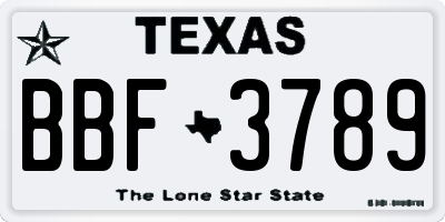 TX license plate BBF3789