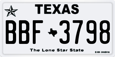 TX license plate BBF3798