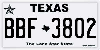 TX license plate BBF3802