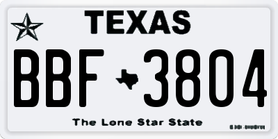 TX license plate BBF3804