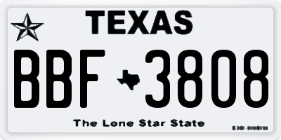 TX license plate BBF3808