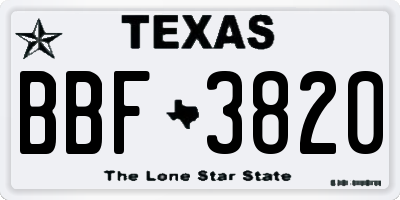 TX license plate BBF3820