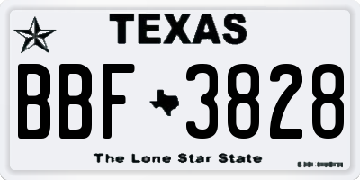 TX license plate BBF3828