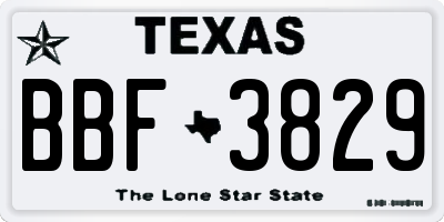 TX license plate BBF3829