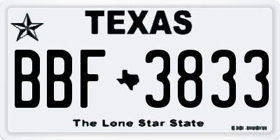 TX license plate BBF3833