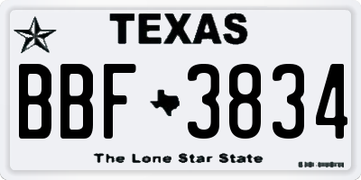 TX license plate BBF3834