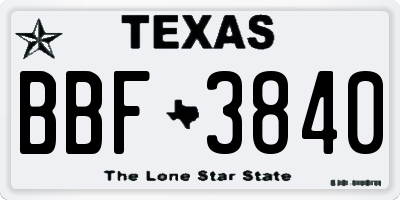 TX license plate BBF3840