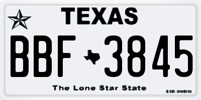 TX license plate BBF3845