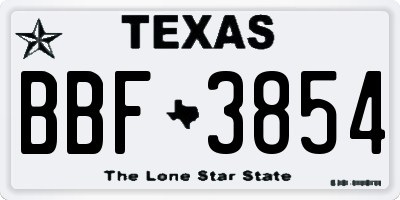 TX license plate BBF3854