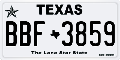 TX license plate BBF3859