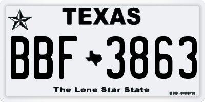 TX license plate BBF3863
