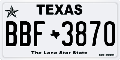 TX license plate BBF3870