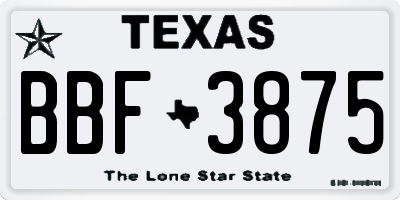 TX license plate BBF3875