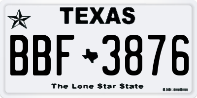 TX license plate BBF3876