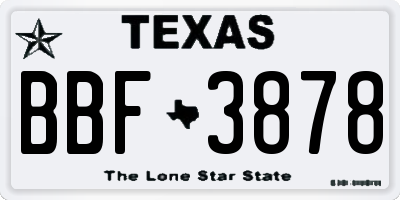 TX license plate BBF3878
