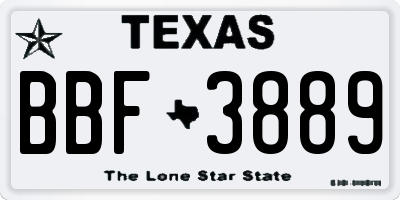 TX license plate BBF3889