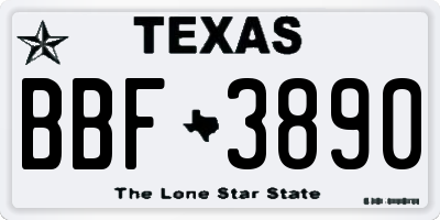TX license plate BBF3890