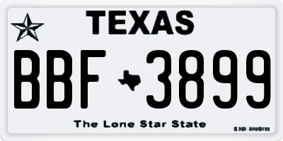 TX license plate BBF3899