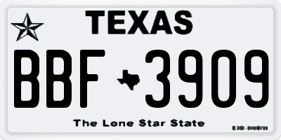 TX license plate BBF3909