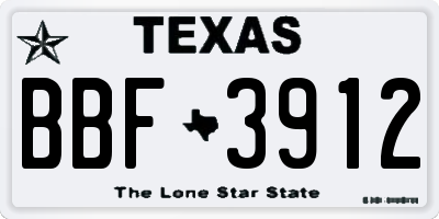 TX license plate BBF3912