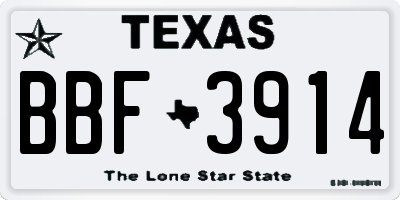 TX license plate BBF3914