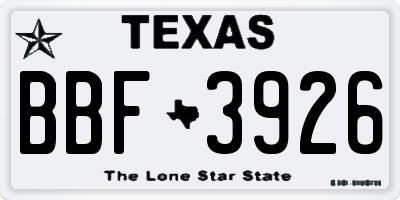 TX license plate BBF3926