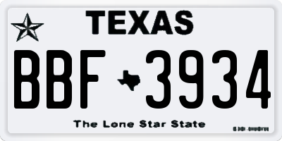 TX license plate BBF3934