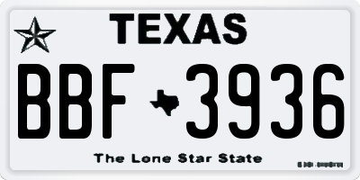 TX license plate BBF3936