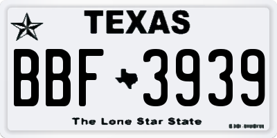 TX license plate BBF3939