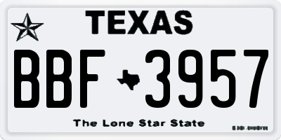 TX license plate BBF3957