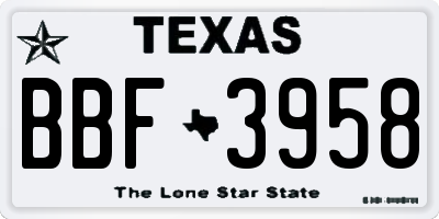 TX license plate BBF3958