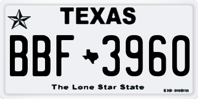 TX license plate BBF3960
